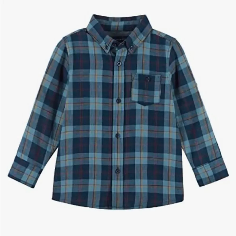 Andy and Evan Plaid Button Front shirt 2T NWT Navy